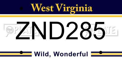 ZND285 West Virginia License Plate