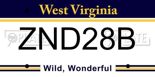 ZND28B West Virginia License Plate