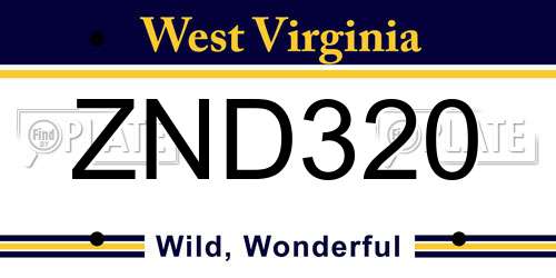 ZND320 West Virginia License Plate