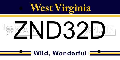 ZND32D West Virginia License Plate