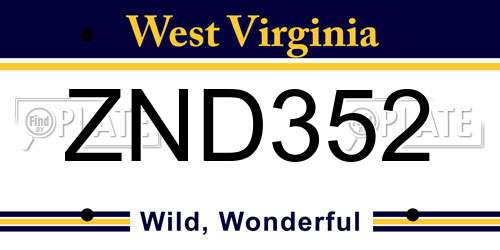 ZND352 West Virginia License Plate