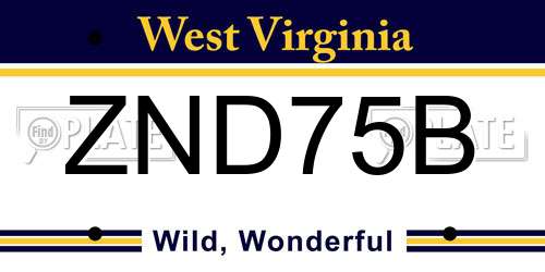 ZND75B West Virginia License Plate