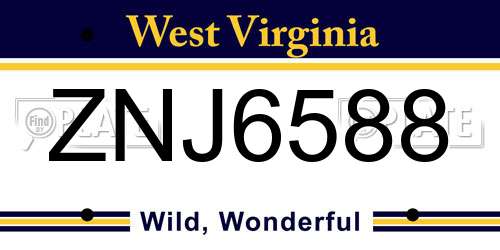 ZNJ6588 West Virginia License Plate