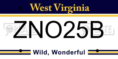 ZNO25B West Virginia License Plate