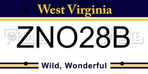ZNO28B West Virginia License Plate