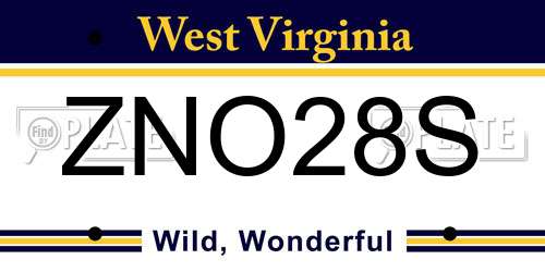 ZNO28S West Virginia License Plate