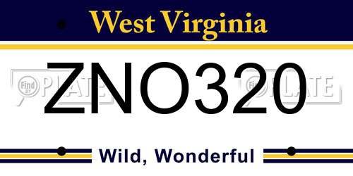 ZNO320 West Virginia License Plate