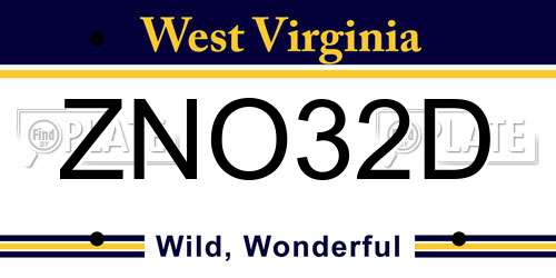 ZNO32D West Virginia License Plate