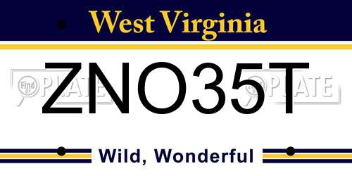 ZNO35T West Virginia License Plate