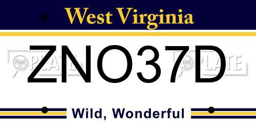 ZNO37D West Virginia License Plate
