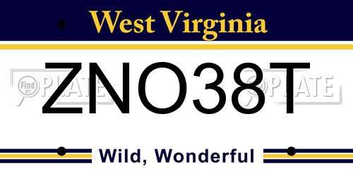 ZNO38T West Virginia License Plate