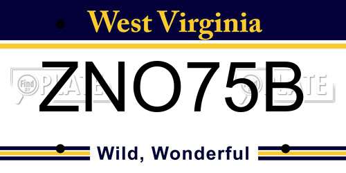 ZNO75B West Virginia License Plate
