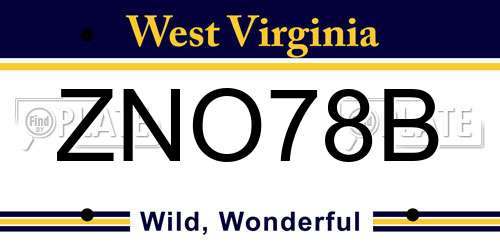 ZNO78B West Virginia License Plate
