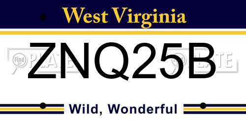 ZNQ25B West Virginia License Plate