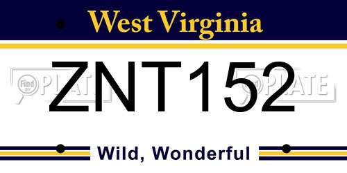 ZNT152 West Virginia License Plate