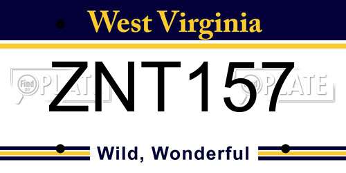 ZNT157 West Virginia License Plate