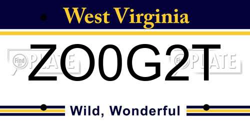 ZO0G2T West Virginia License Plate