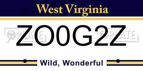 ZO0G2Z West Virginia License Plate