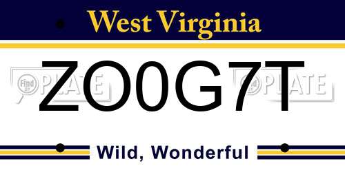 ZO0G7T West Virginia License Plate