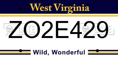 ZO2E429 West Virginia License Plate