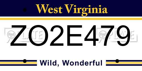 ZO2E479 West Virginia License Plate