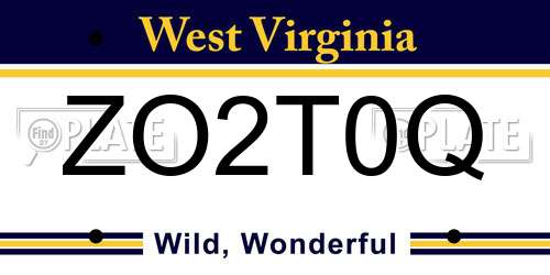 ZO2T0Q West Virginia License Plate
