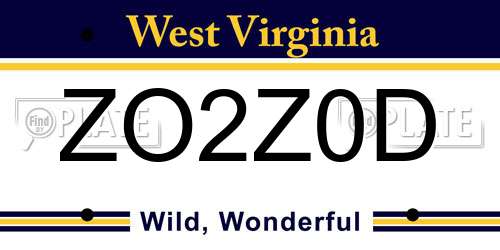ZO2Z0D West Virginia License Plate