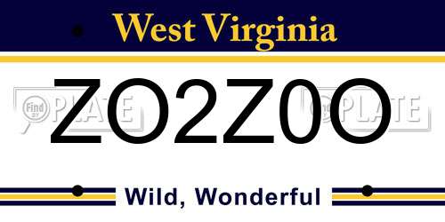 ZO2Z0O West Virginia License Plate