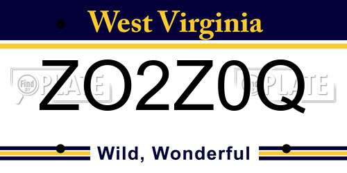 ZO2Z0Q West Virginia License Plate