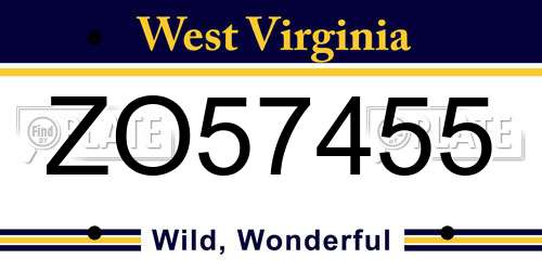 ZO57455 West Virginia License Plate