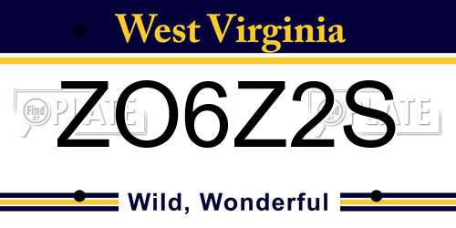 ZO6Z2S West Virginia License Plate