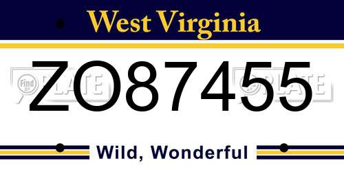 ZO87455 West Virginia License Plate