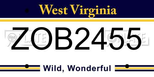 ZOB2455 West Virginia License Plate