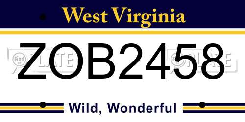 ZOB2458 West Virginia License Plate