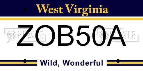 ZOB50A West Virginia License Plate