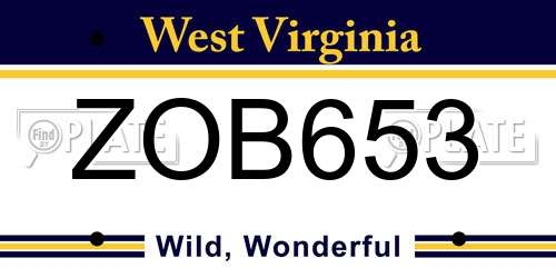 ZOB653 West Virginia License Plate