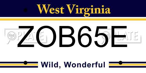 ZOB65E West Virginia License Plate