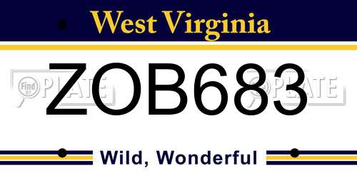 ZOB683 West Virginia License Plate