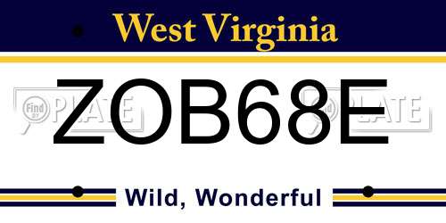 ZOB68E West Virginia License Plate