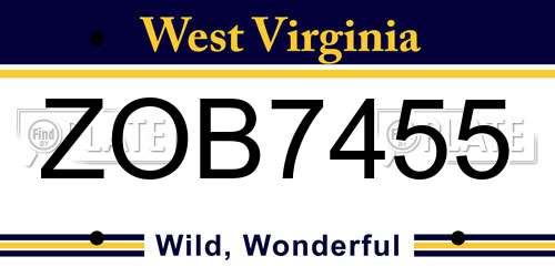 ZOB7455 West Virginia License Plate