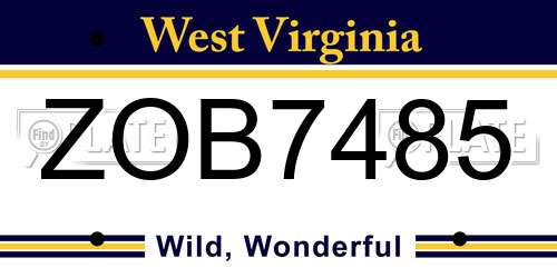 ZOB7485 West Virginia License Plate
