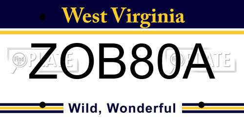ZOB80A West Virginia License Plate