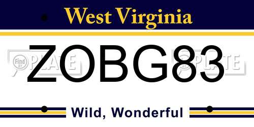 ZOBG83 West Virginia License Plate