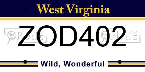 ZOD402 West Virginia License Plate