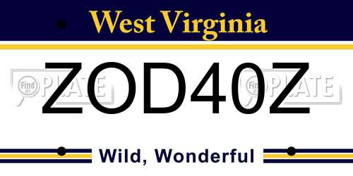 ZOD40Z West Virginia License Plate