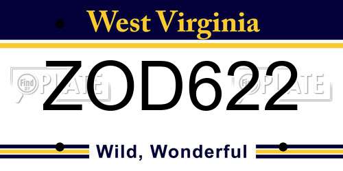 ZOD622 West Virginia License Plate