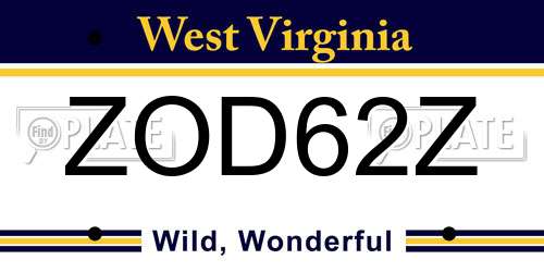 ZOD62Z West Virginia License Plate