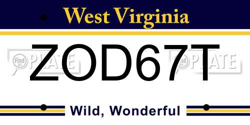 ZOD67T West Virginia License Plate