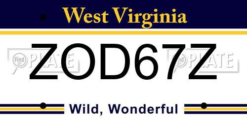 ZOD67Z West Virginia License Plate