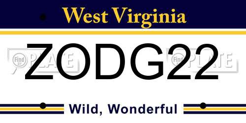 ZODG22 West Virginia License Plate